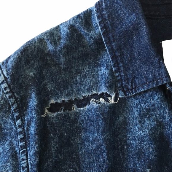new LF Carmar ✶ Destroyed Denim Button Down BD Shirt ✶ Chambray Mineral Wash ✶ - Picture 7 of 16